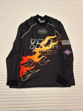 Von Dutch Black Long Sleeve Flame Moto Jersey XXL